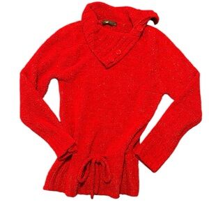 Red Sweater with Drawstring Waist